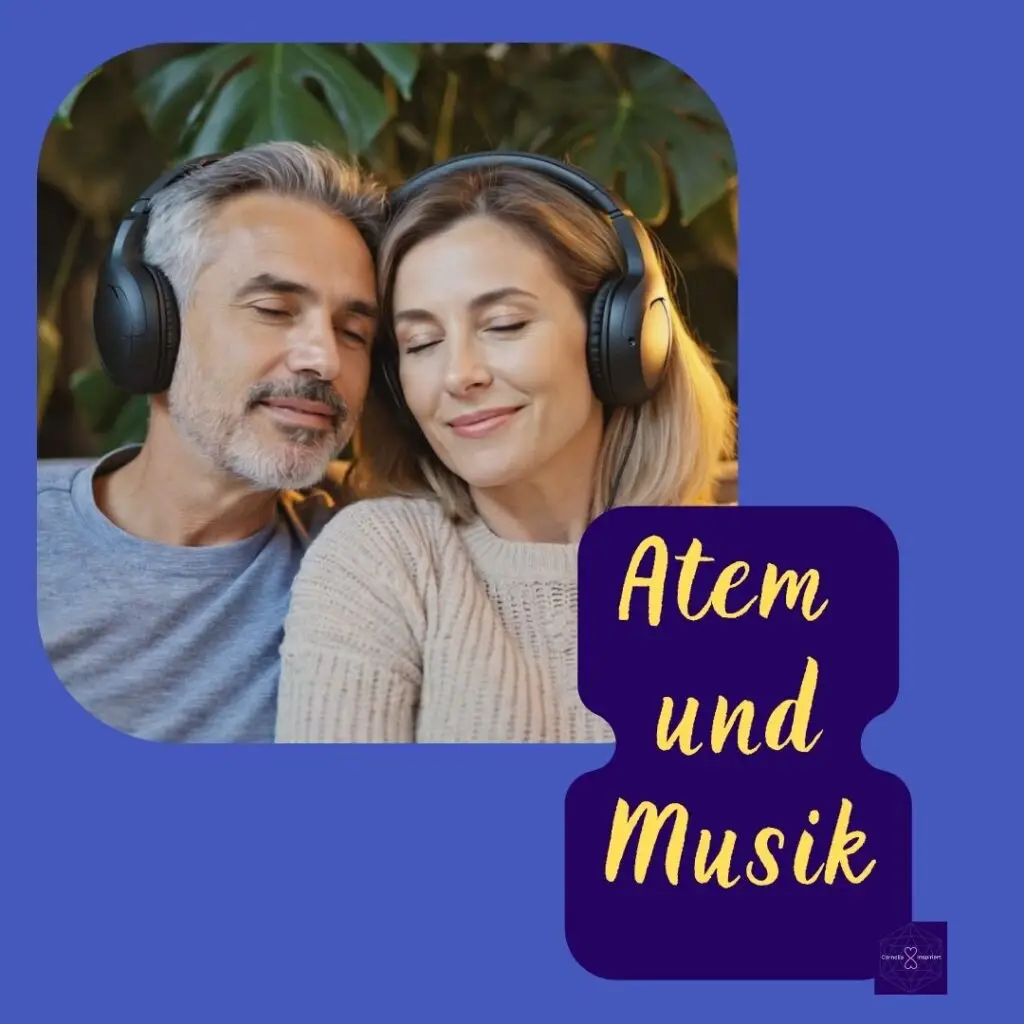 Paar genießt Musik mit Kopfhörer